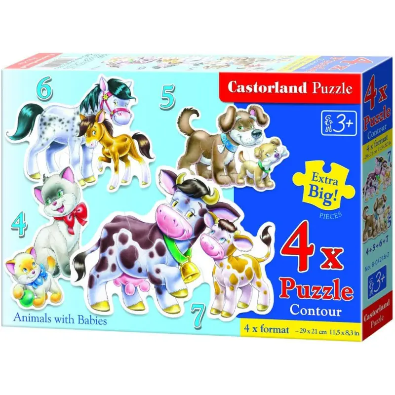 Пъзел 4Х ел. Castorland Животни с бебета 04218