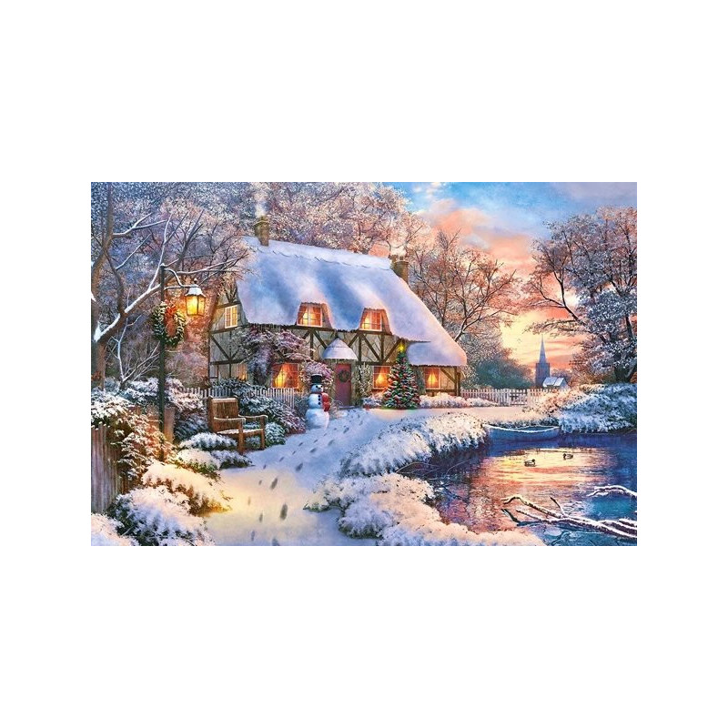 Пощенска картичка - пъзел 24 - Castorland KAR-00473  Зимна селска къща