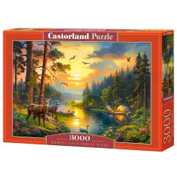 Пъзел 3000 ел. Castorland Залез над горската река 300686