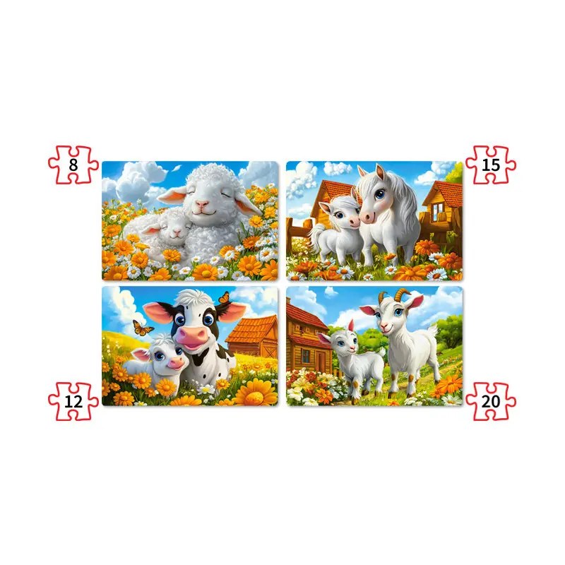 Пъзел 4Х ел. Castorland Обичащи животни 041060